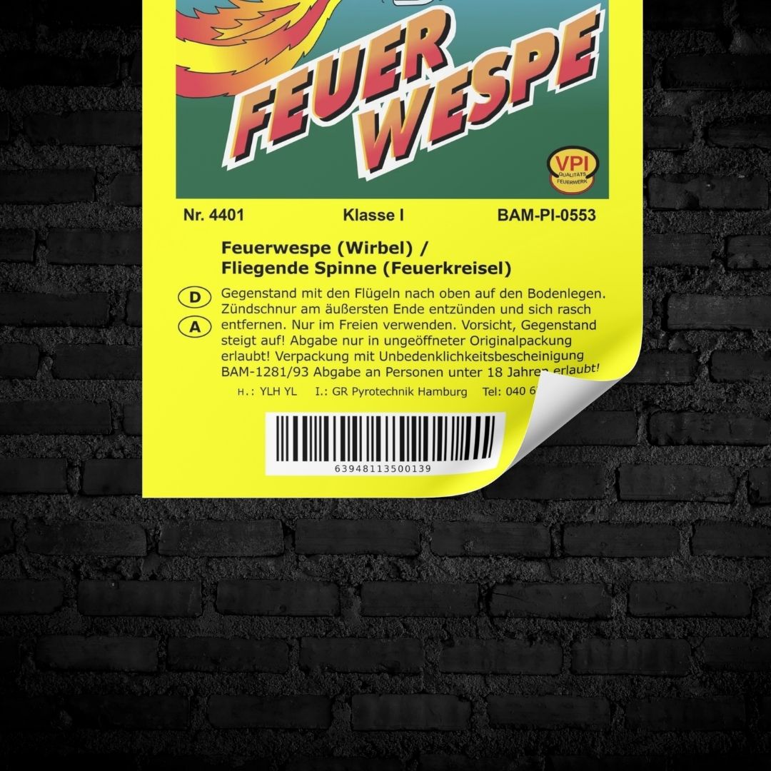 Weco Feuerwerk Feuer Wespe Raritäten Label Poster