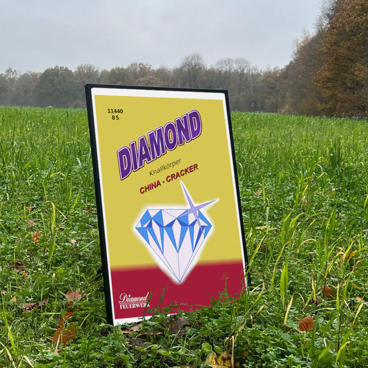 Diamond Feuerwerk (Pyro Cracker) Raritäten Label eingerahmtes Poster