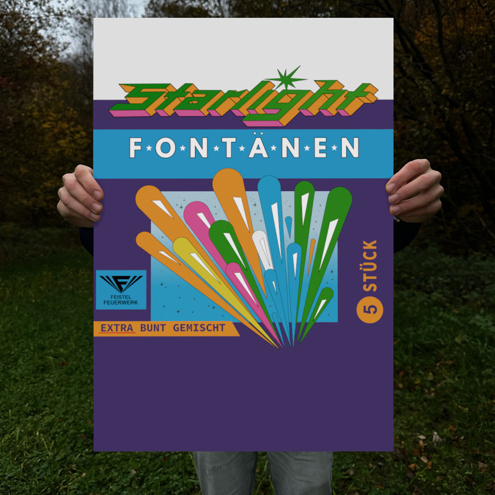 Feistel Feuerwerk Starlight Fontänen Raritäten Label Poster