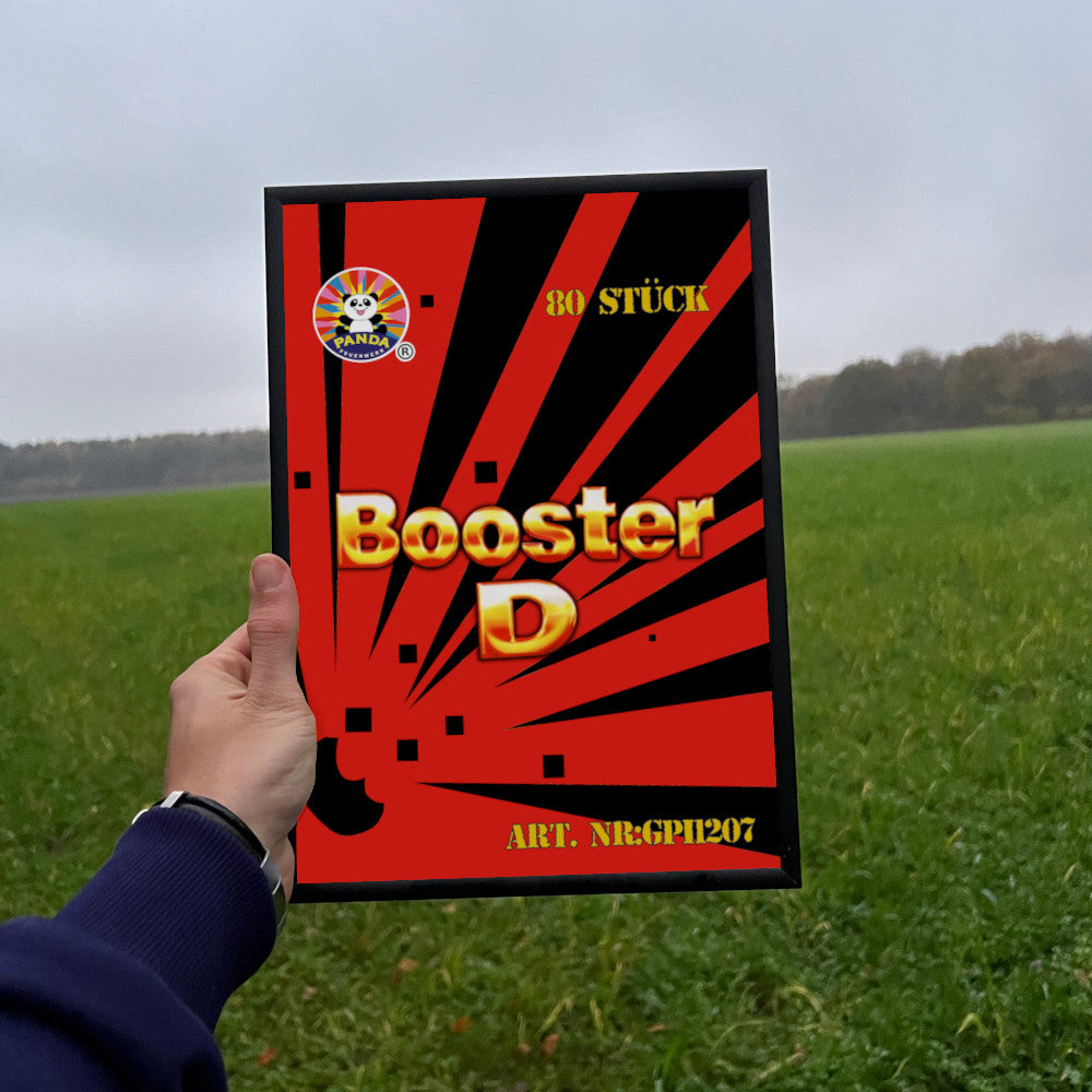 Panda Booster D Label eingerahmtes Poster