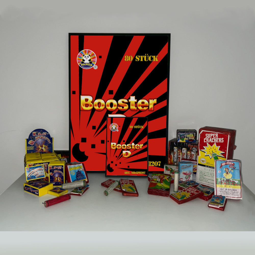 Panda Booster D Label eingerahmtes Poster