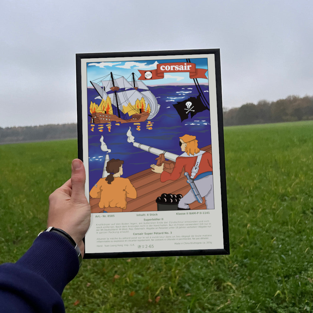 Weco Corsair Raritäten Label eingerahmtes Poster