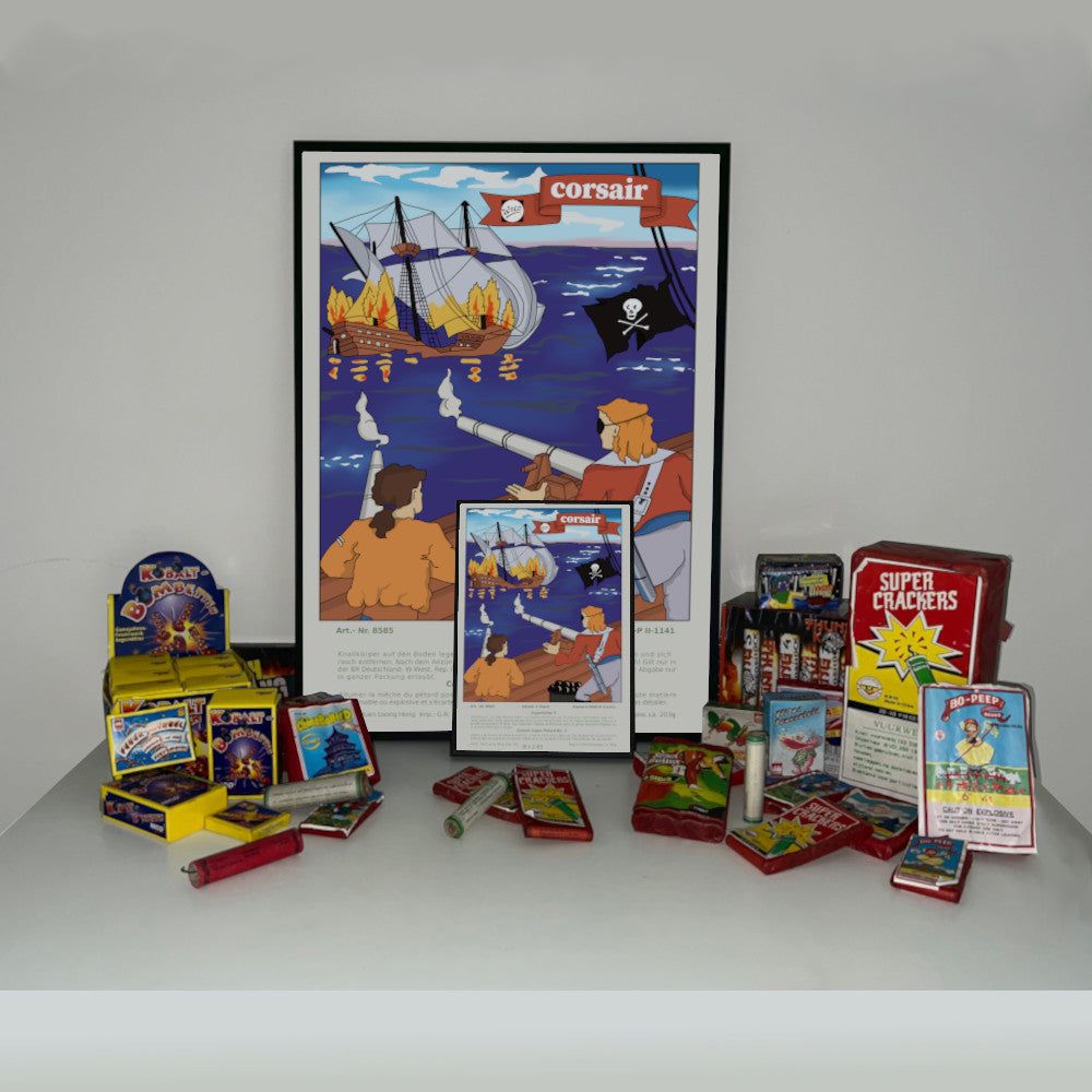 Weco Corsair Raritäten Label eingerahmtes Poster