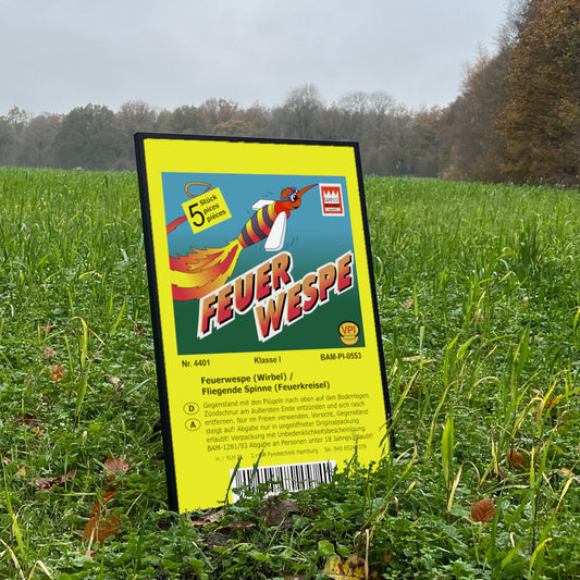 Weco Feuerwerk Feuer Wespe Raritäten Label eingerahmtes Poster