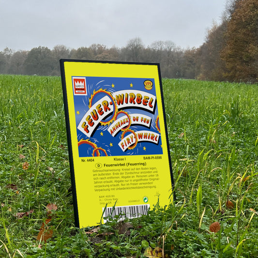 Weco Feuerwerk Feuerwirbel (Feuerringe) Raritäten Label eingerahmtes Poster