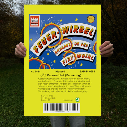 Weco Feuerwerk Feuerwirbel (Feuerring) Raritäten Label Poster