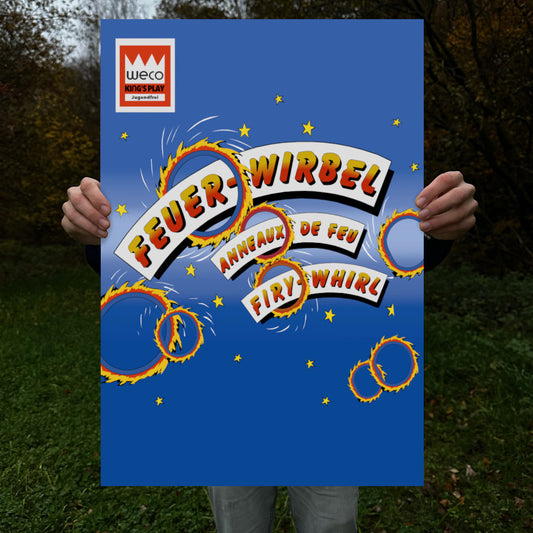 Weco Feuerwerk Feuerwirbel Raritäten Label Poster