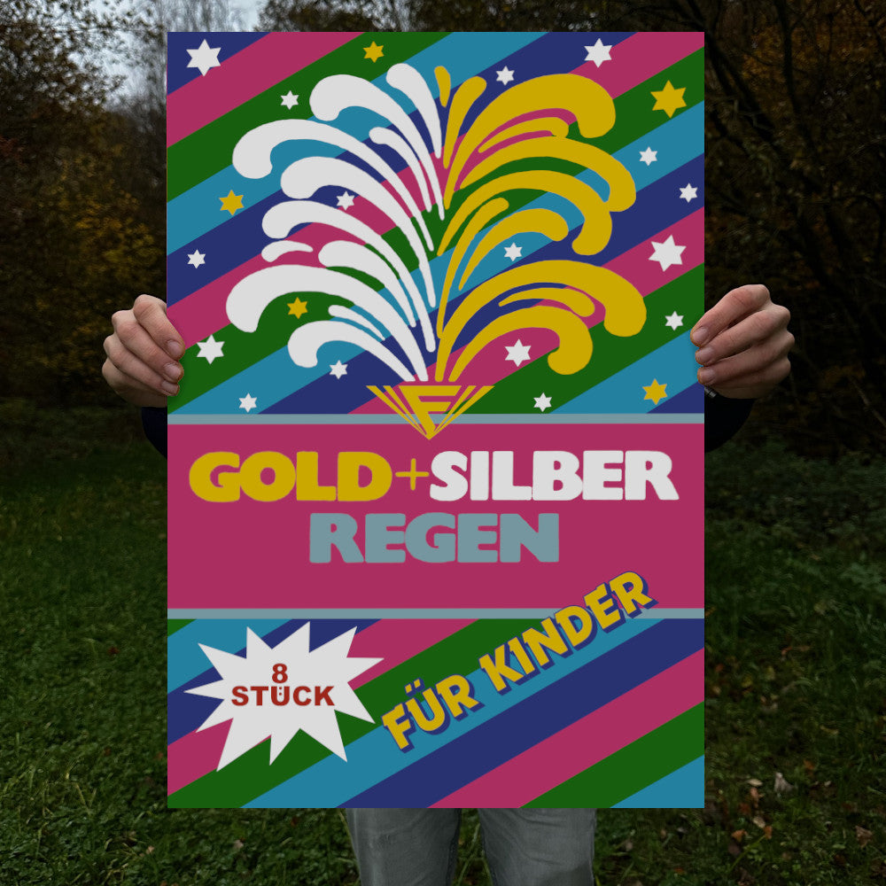 Feistel Gold+Silber Regen Raritäten Label Poster