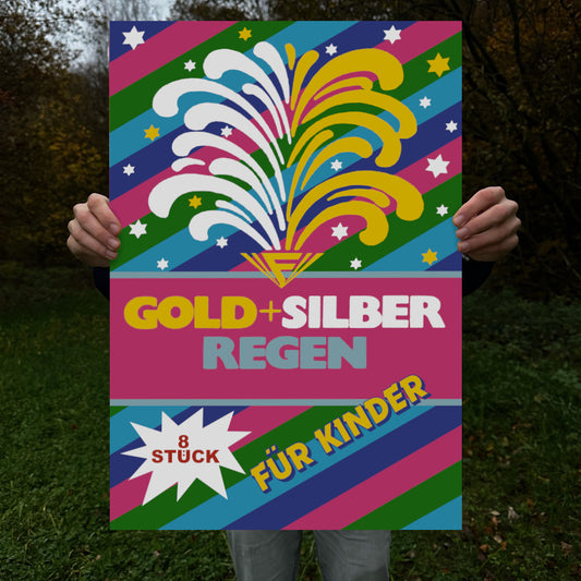 Feistel Gold+Silber Regen Raritäten Label Poster