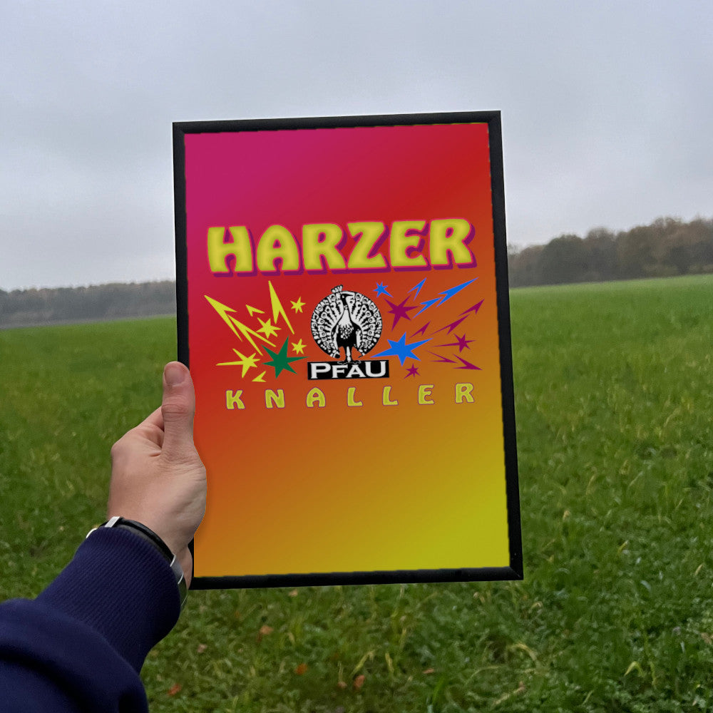 Pfau Harzer Knaller Raritäten eingerahmtes Poster (9555306578184)