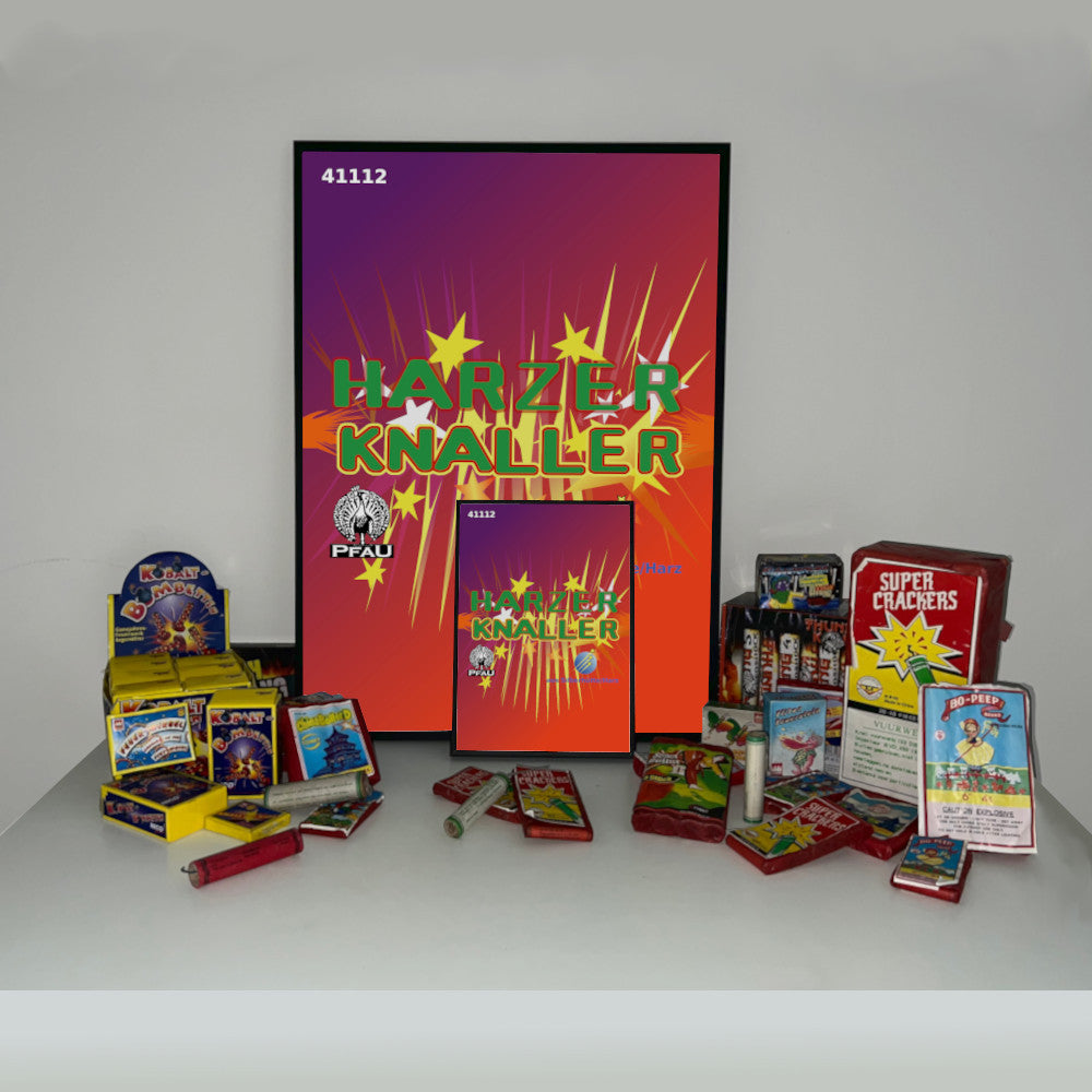 Pfau/Silberhütte Harzer Knaller Raritäten Label eingerahmtes Poster