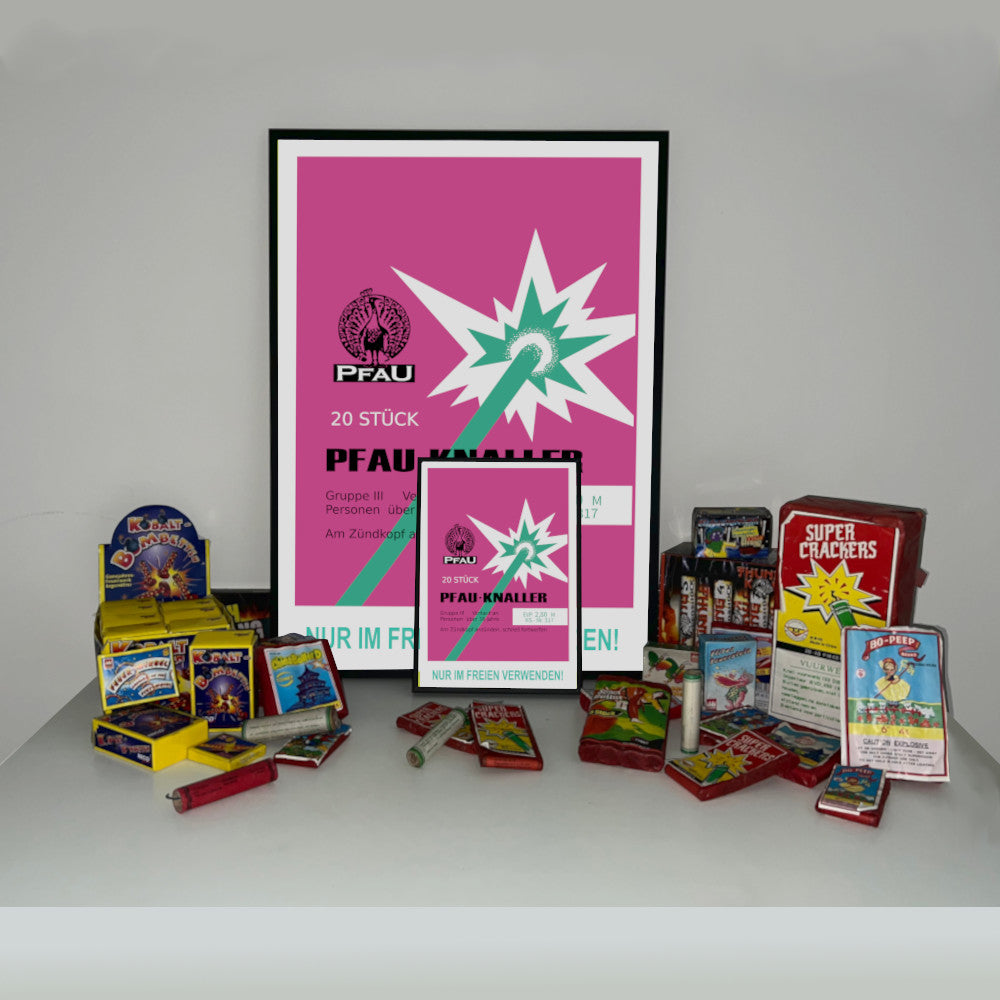 Pfau Pfau-Knaller Raritäten eingerahmtes Poster (9555318374664)