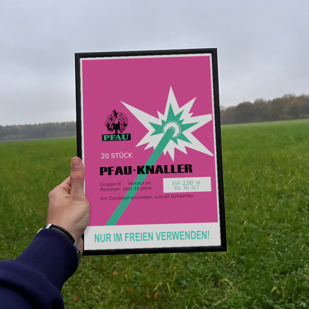 Pfau Pfau-Knaller Raritäten eingerahmtes Poster (9555318374664)