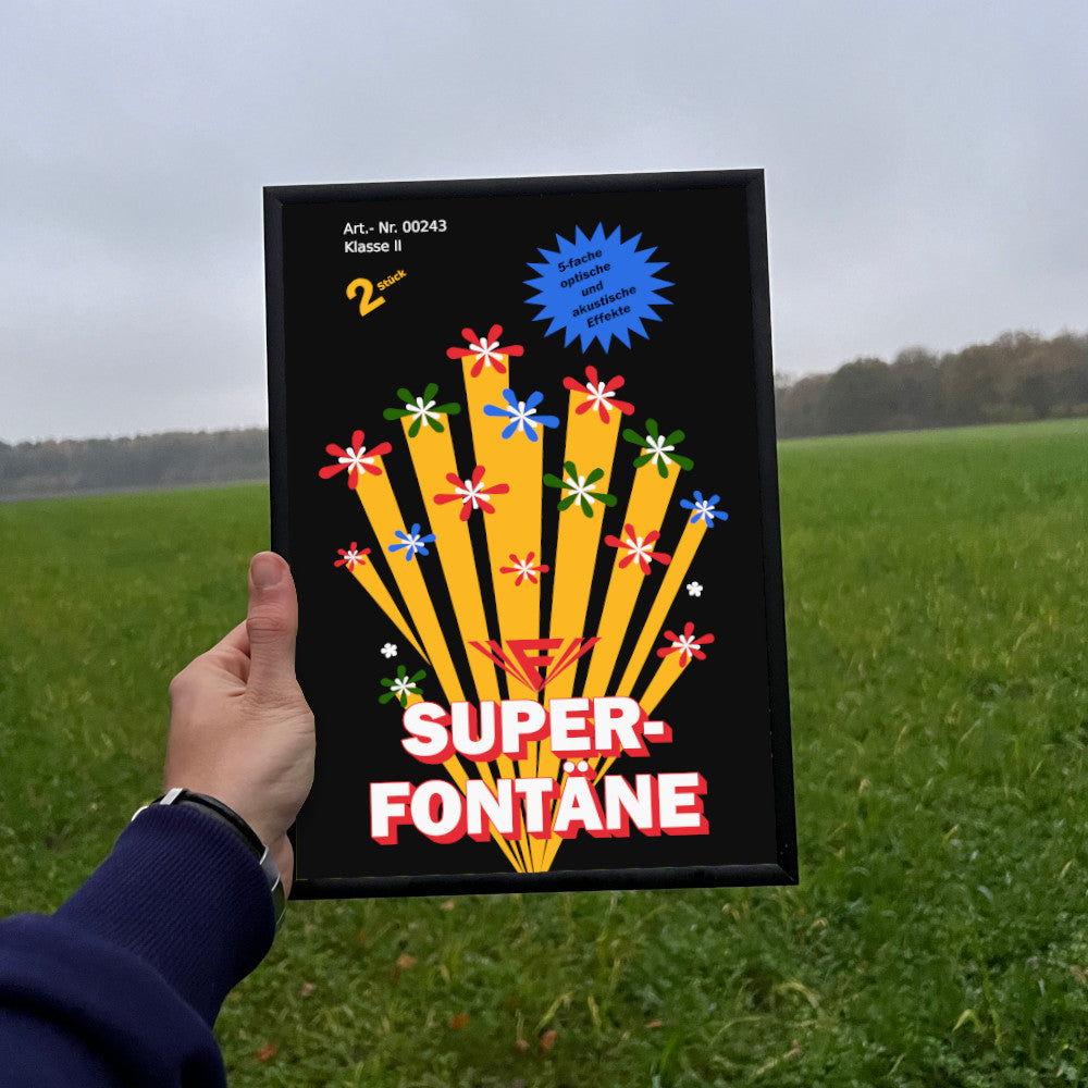 Feistel Super Fontäne Raritäten Label eingerahmtes Poster