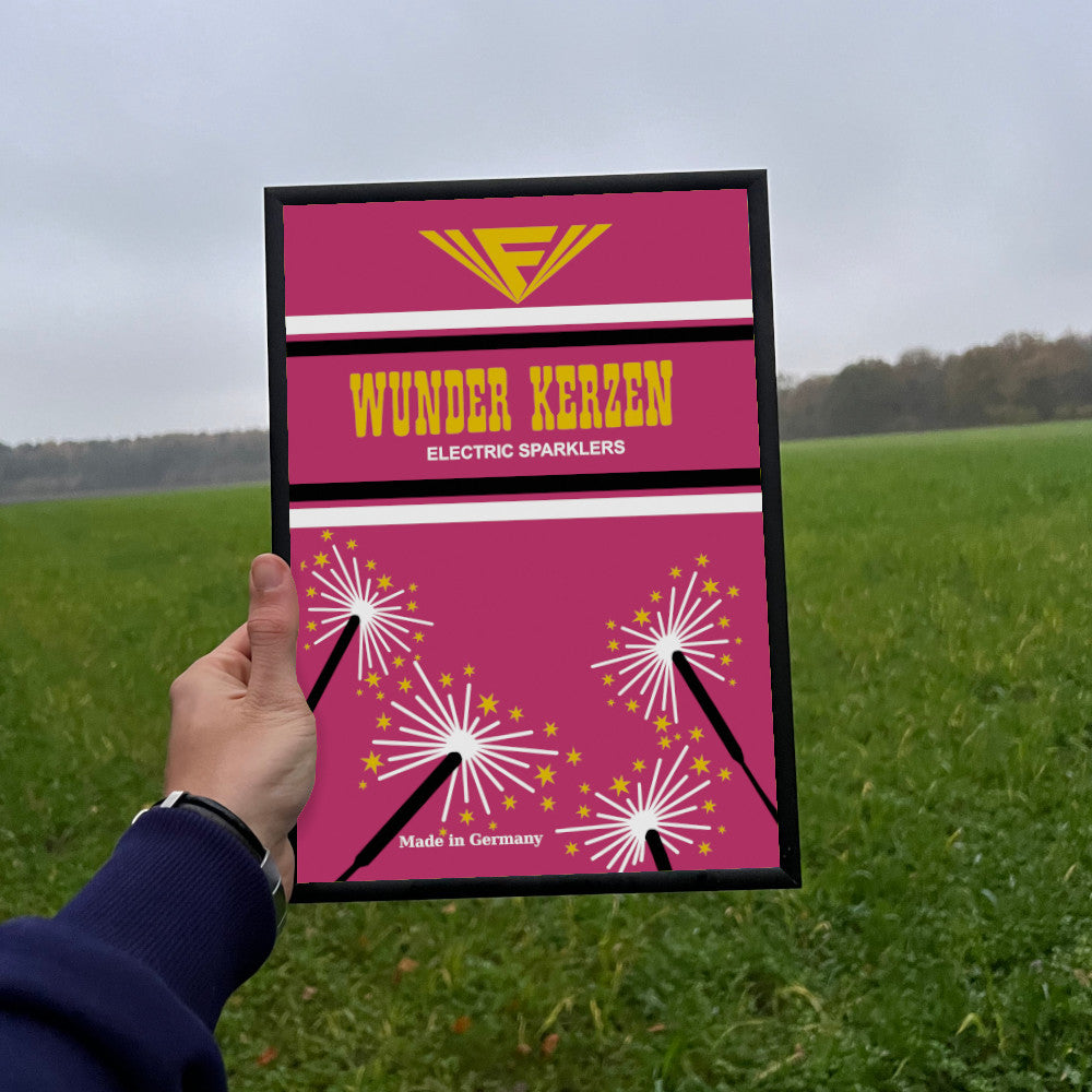 Feistel Wunderkerzen Raritäten Label eingerahmtes Poster